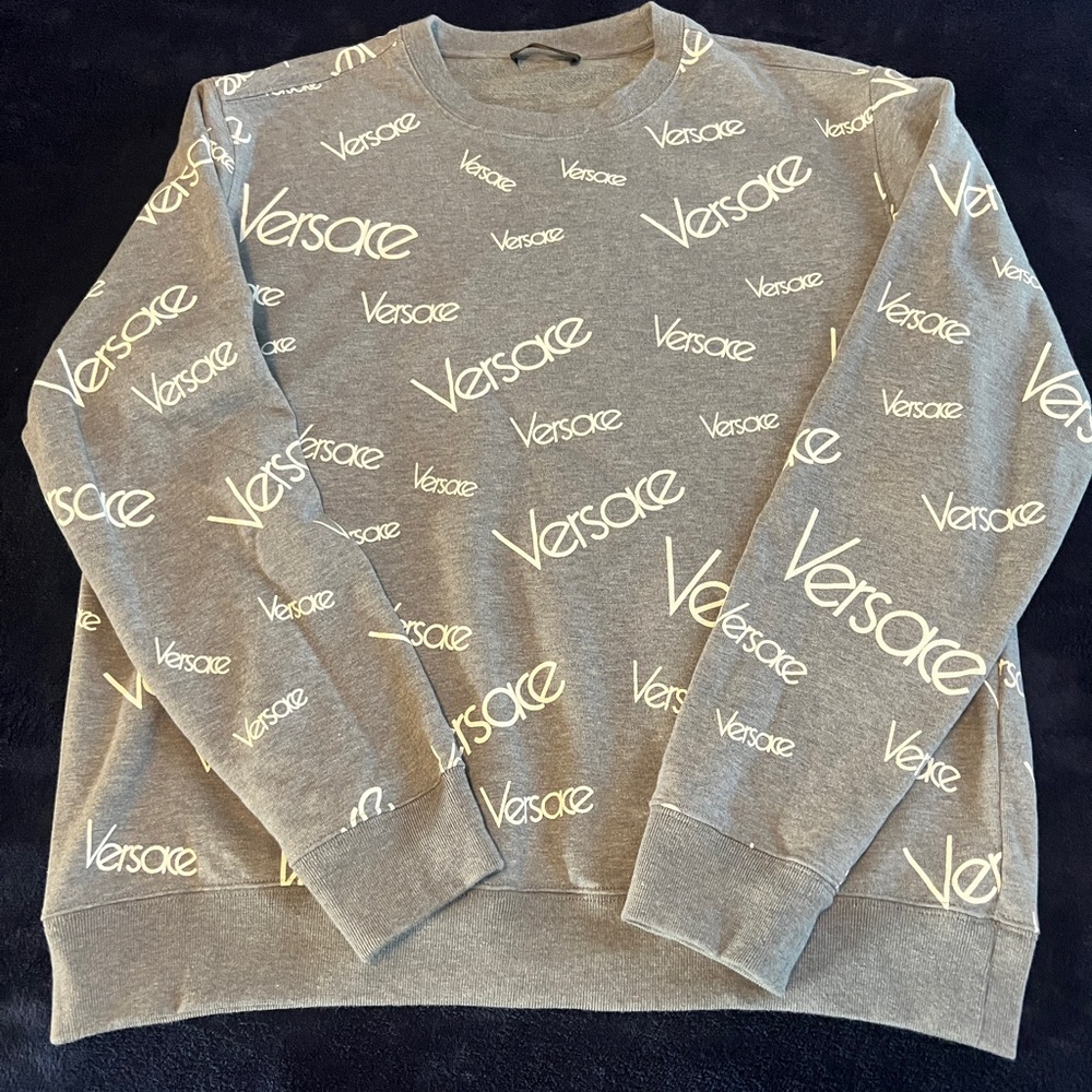 100% Authentic Versace All Over Logo Print Sweatshirt in Excellent Condition!!!